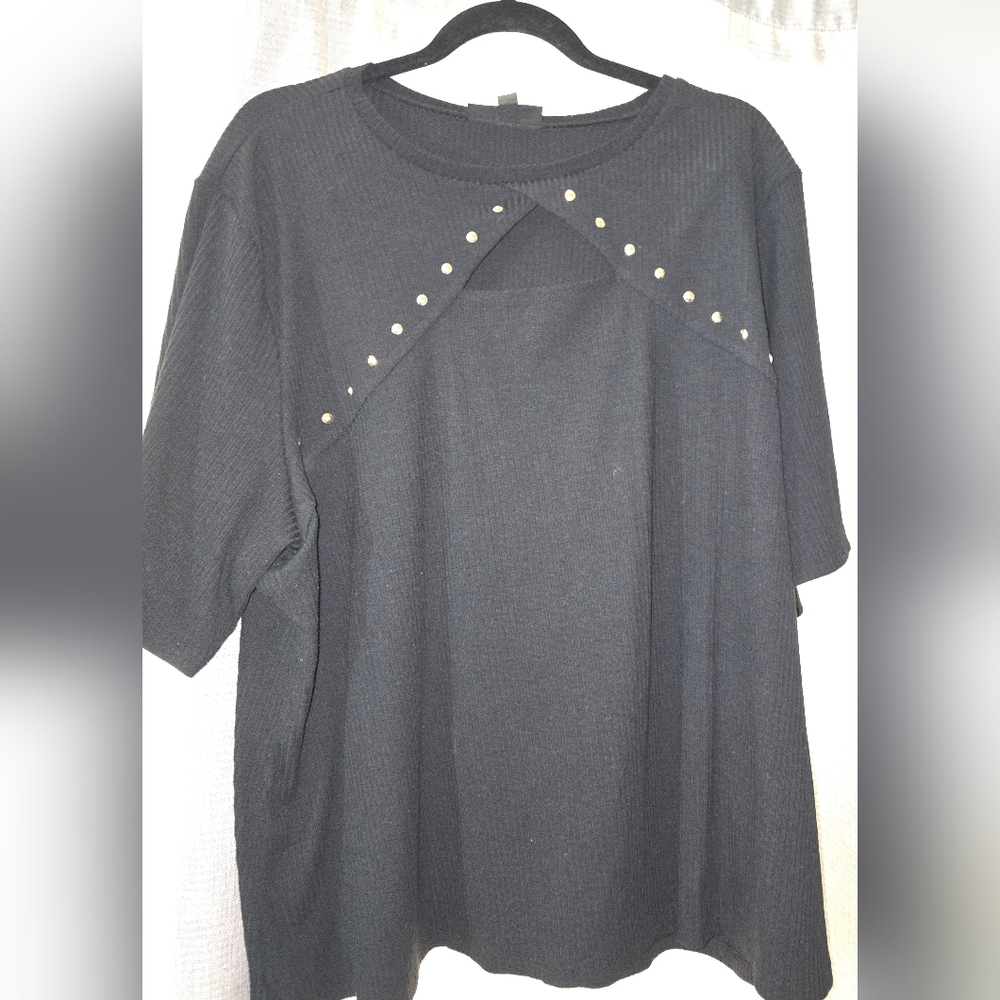 INC International Concepts Black Top with Gold Accents